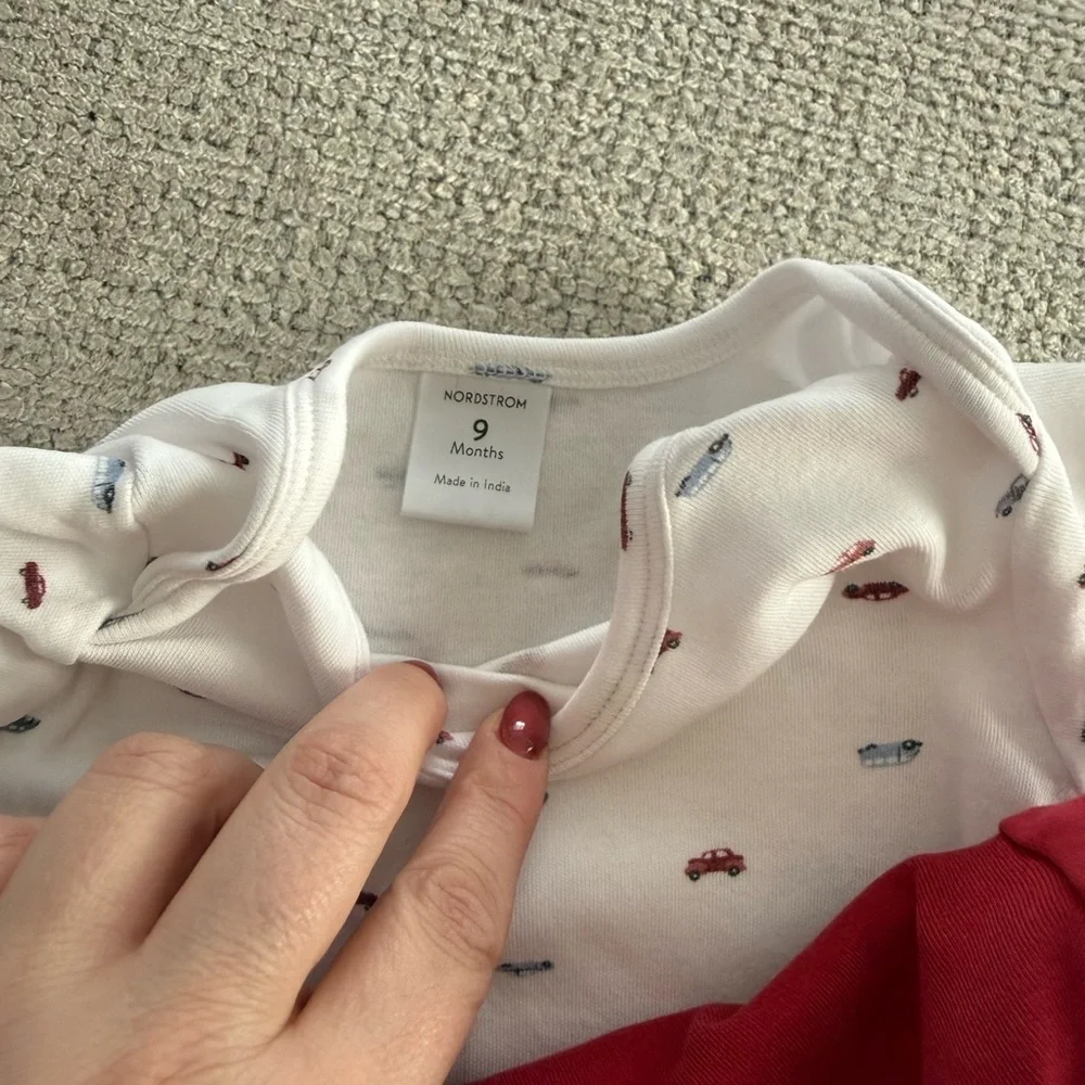 Nordstrom Blue Striped and Carters Cream Animal Print Bodysuits
